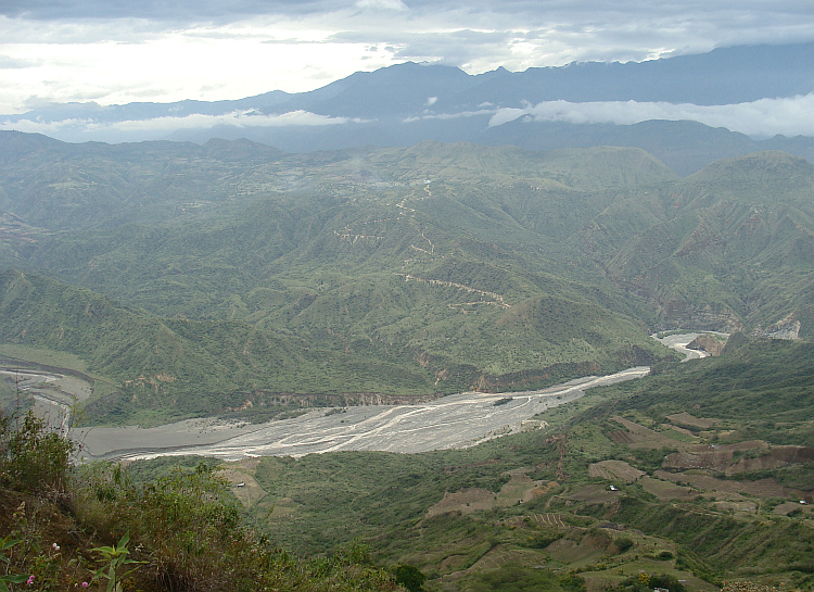 High Mountains and deep river valleys in the South of Colombia