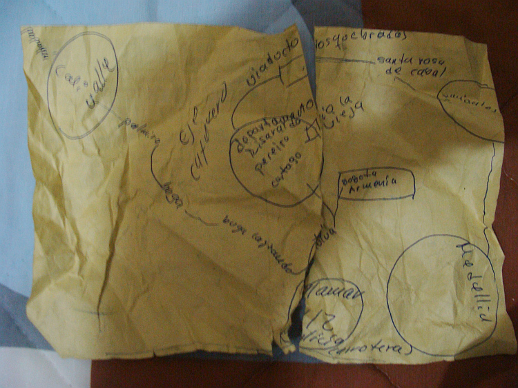 The only 'map' I had of Colombia, provided by a helpful woman