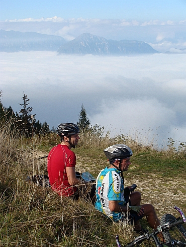 Ron (left) and Willem (right) at the end of the cycling road, Monte Baldo 
