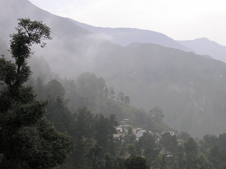 The hills around McLeodGanj shrouded in mists