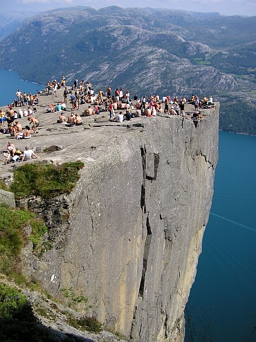 On top of the Preikestolen above the Lysefjord