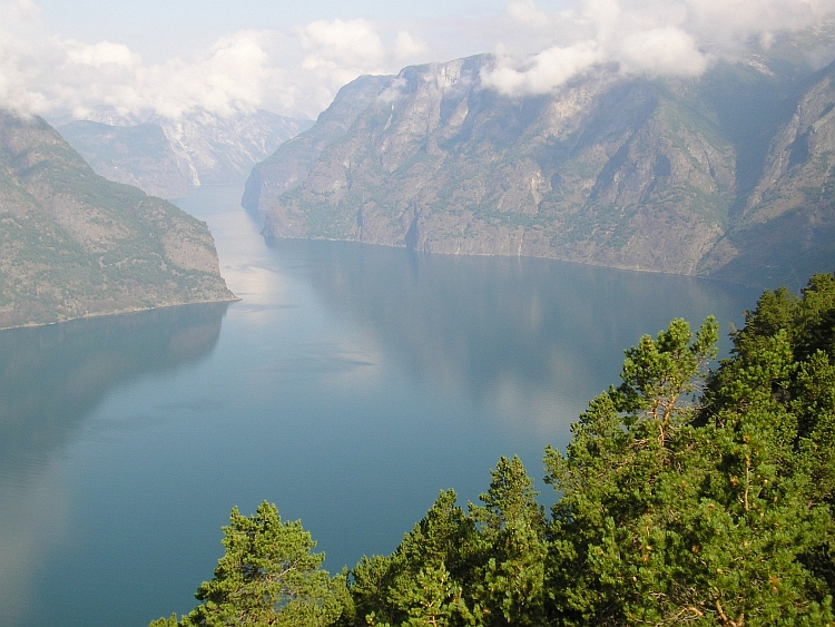 View down to the Aurlandsfjord