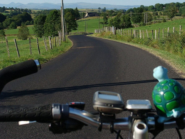 Descending on one of many beautiful small roads in the Cantal